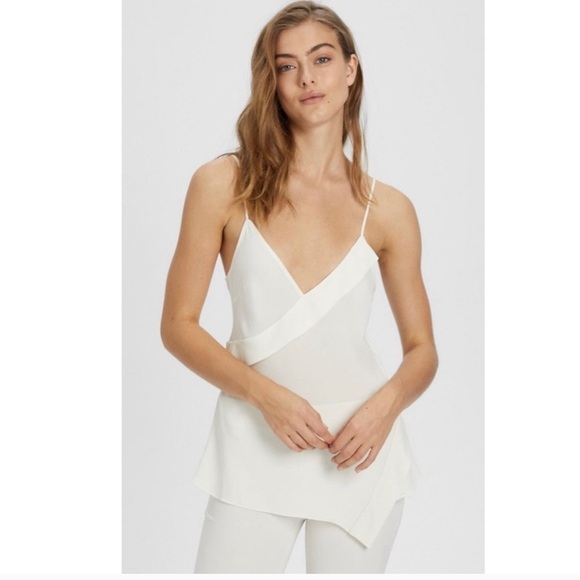 Theory Silk Crossover Cami in Ivory. - Picture 1 of 8